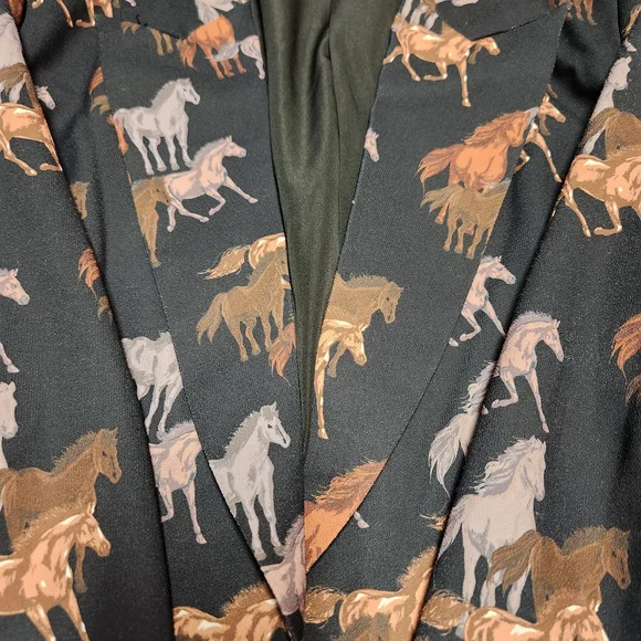 Rock & Roll Cowgirl Horse Print Blazer - Black and Brown - Picture 2 of 8